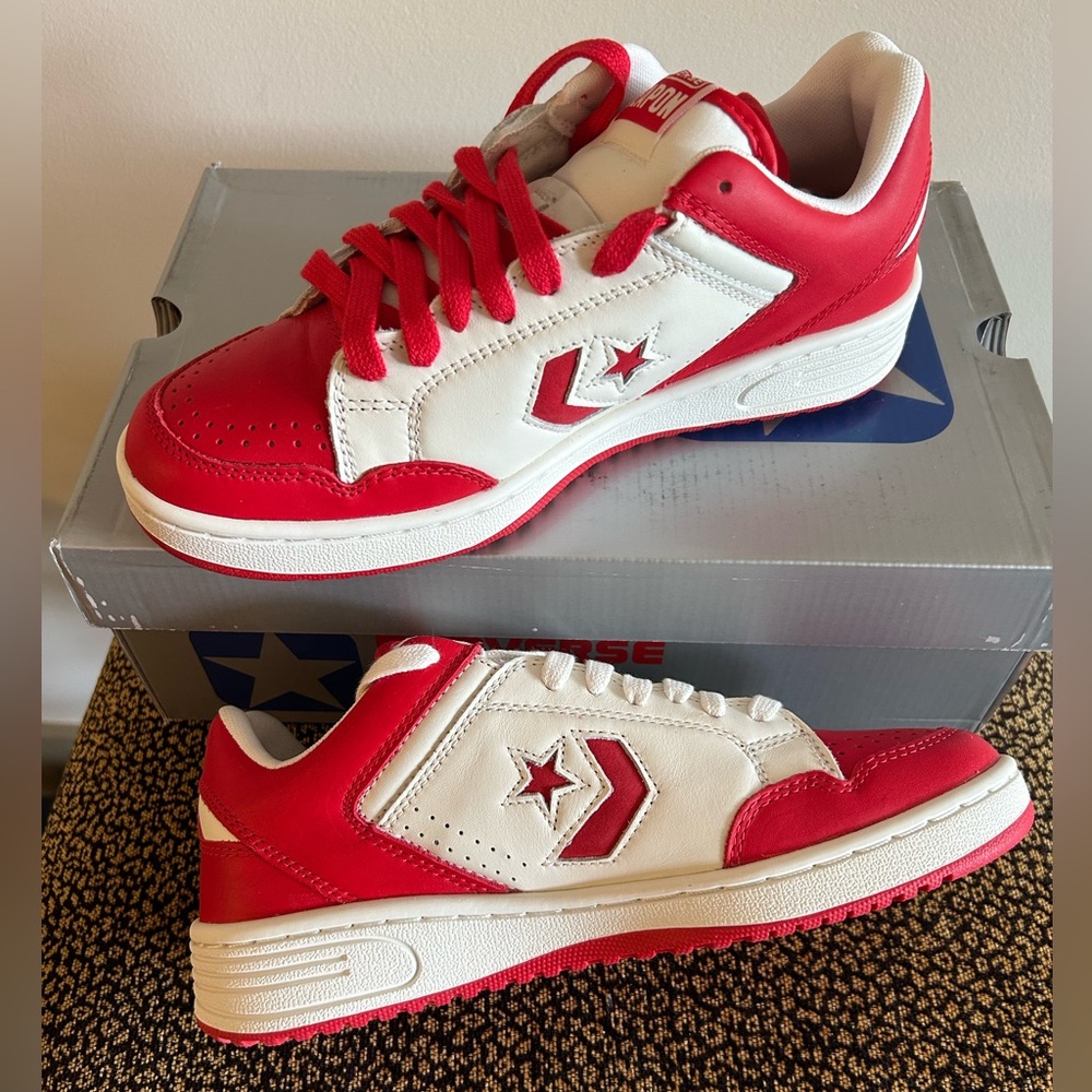 NEW Converse Weapon Ox Leather Red/White Unisex men 9/women 10.5